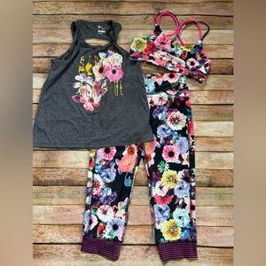 Old Navy Girls Floral Active Set in Gray, Pink, Purple, Blue